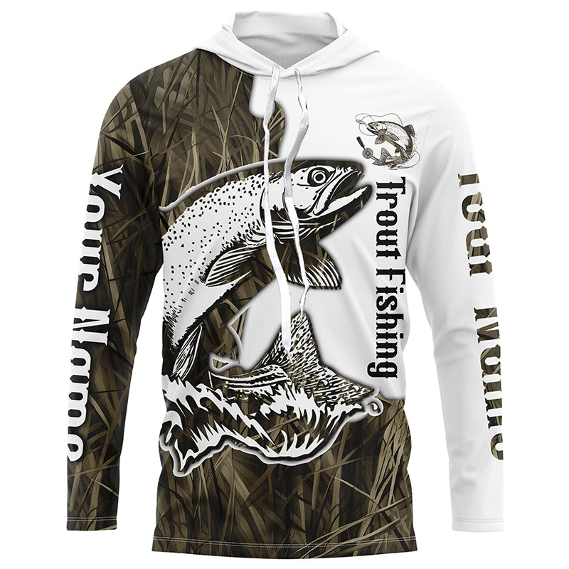 Custom Trout Fishing Long Sleeve Tournament, Trout Fishing League | Grass Camo