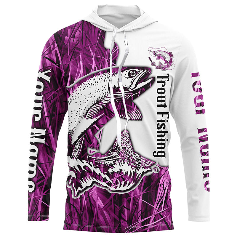 Custom Trout Fishing Long Sleeve Tournament, Trout Fishing League | Pink Camo