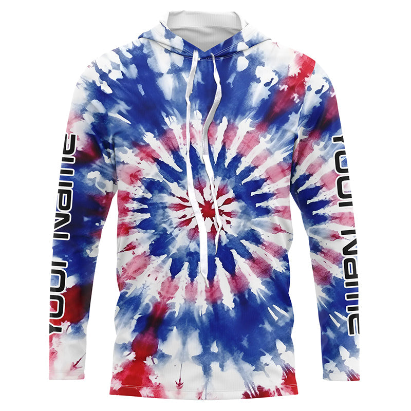 Custom Tie Dye American Flag Fishing, USA Patriotic Fishing Gifts Uv Protection