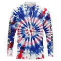 Custom Tie Dye American Flag Fishing, USA Patriotic Fishing Gifts Uv Protection