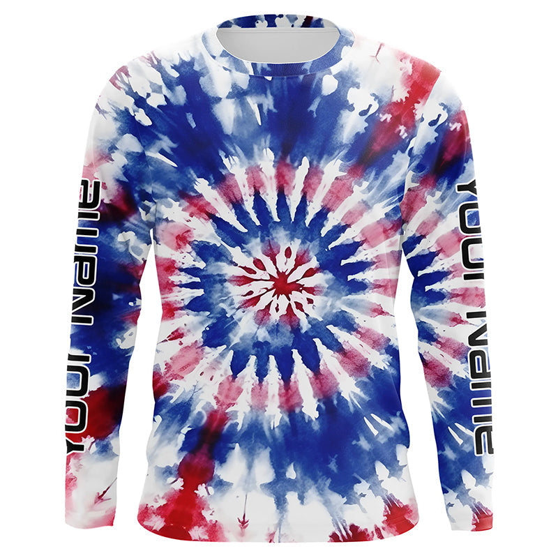 Custom Tie Dye American Flag Fishing, USA Patriotic Fishing Gifts Uv Protection