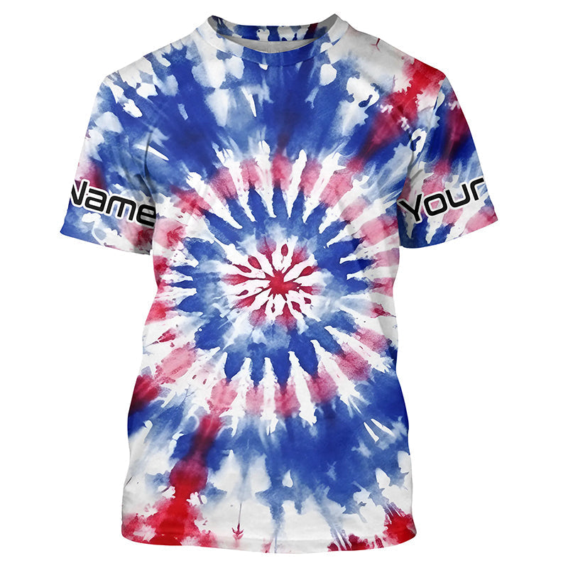 Custom Tie Dye American Flag Fishing, USA Patriotic Fishing Gifts Uv Protection