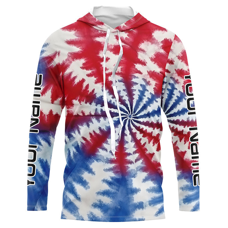 Custom Tie Dye American Flag Fishing, USA Patriotic Fishing Gifts Uv Protection
