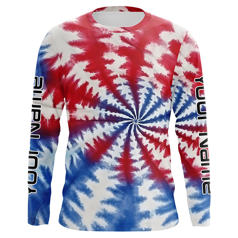 Custom Tie Dye American Flag Fishing, USA Patriotic Fishing Gifts Uv Protection