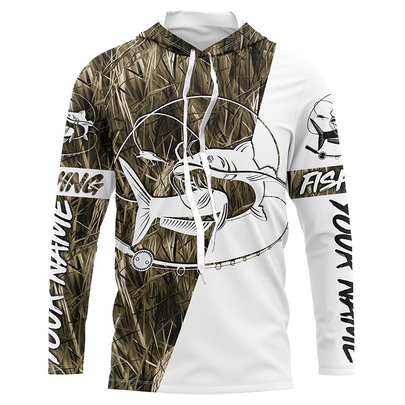 Catfish Fishing Grass Camo Custom Long Sleeve Fishing, Catfish Tournament Fishing