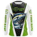 Custom Yellowfin Tuna Fishing, Tuna Long Sleeve Performance Fishing League | Green