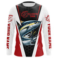 Custom Yellowfin Tuna Fishing, Tuna Long Sleeve Performance Fishing League | Red