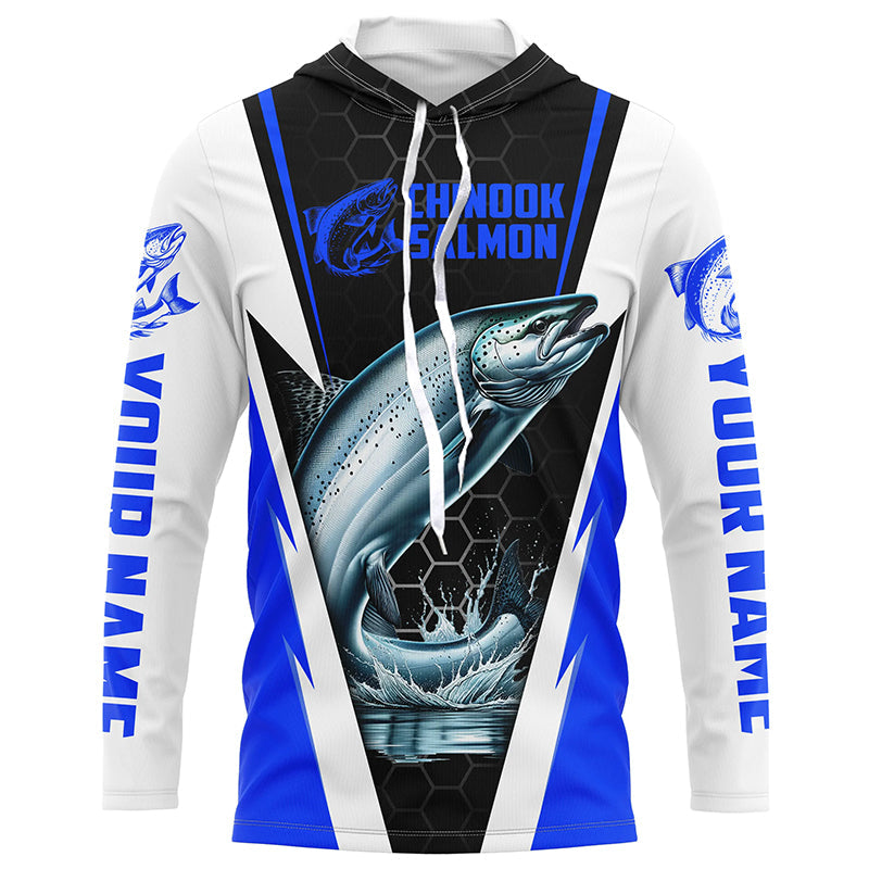 Custom Chinook King Salmon Fishing, Salmon Long Sleeve Performance Fishing | Blue