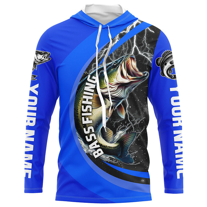Personalized Largemouth Bass Fishing, Bass Long Sleeve Tournament Fishing |Royal Blue