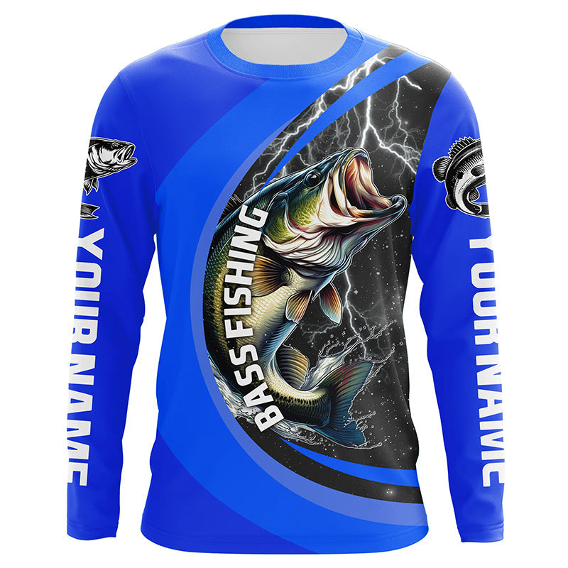 Personalized Largemouth Bass Fishing, Bass Long Sleeve Tournament Fishing |Royal Blue