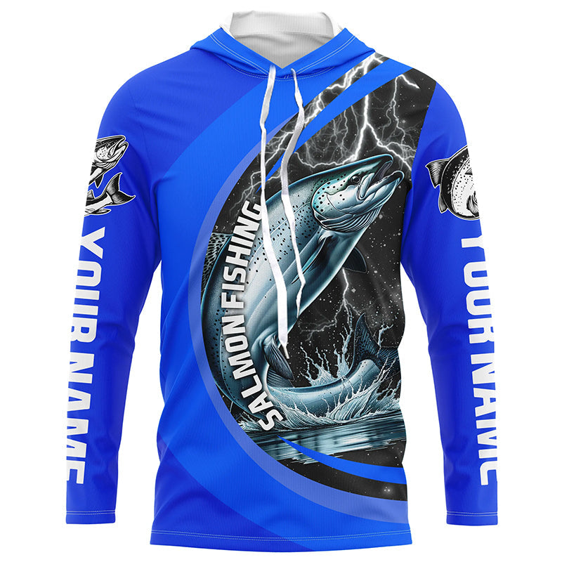 Custom Chinook Salmon Fishing, King Salmon Fishing Long Sleeve Performance |Royal Blue