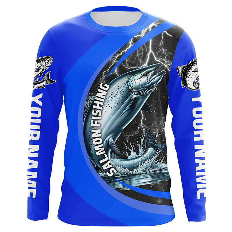 Custom Chinook Salmon Fishing, King Salmon Fishing Long Sleeve Performance |Royal Blue