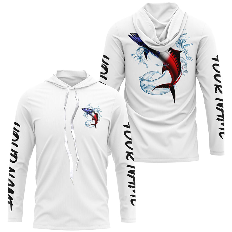Custom American Flag King Mackerel Long Sleeve Fishing, Patriotic Kingfish Fishing