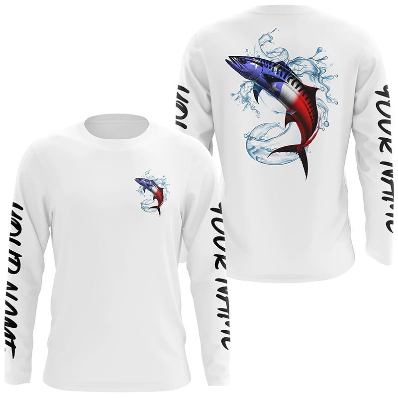 Custom American Flag King Mackerel Long Sleeve Fishing, Patriotic Kingfish Fishing