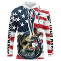 Us Flag Fish Hook Custom Patriotic Largemouth Bass Long Sleeve Fishing, Bass Fishing