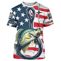 Us Flag Fish Hook Custom Patriotic Crappie Long Sleeve Fishing, Crappie Fishing