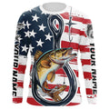 Us Flag Fish Hook Custom Patriotic Walleye Long Sleeve Fishing, Walleye Fishing