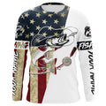 Walleye Fishing American Flag Custom Long Sleeve Fishing, Patriotic Fishing Gifts Uv Clothing