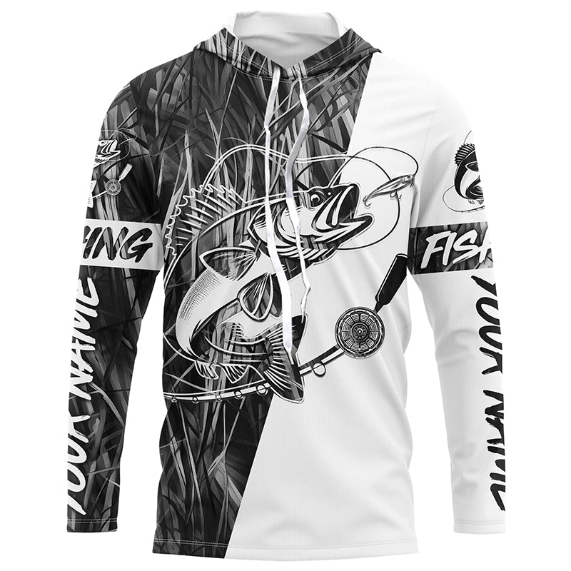 Walleye Fishing Gray Camo Custom Long Sleeve Fishing, Walleye Tournament Fishing