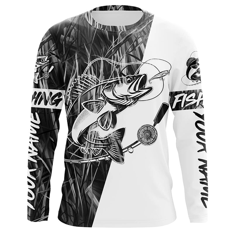 Walleye Fishing Gray Camo Custom Long Sleeve Fishing, Walleye Tournament Fishing