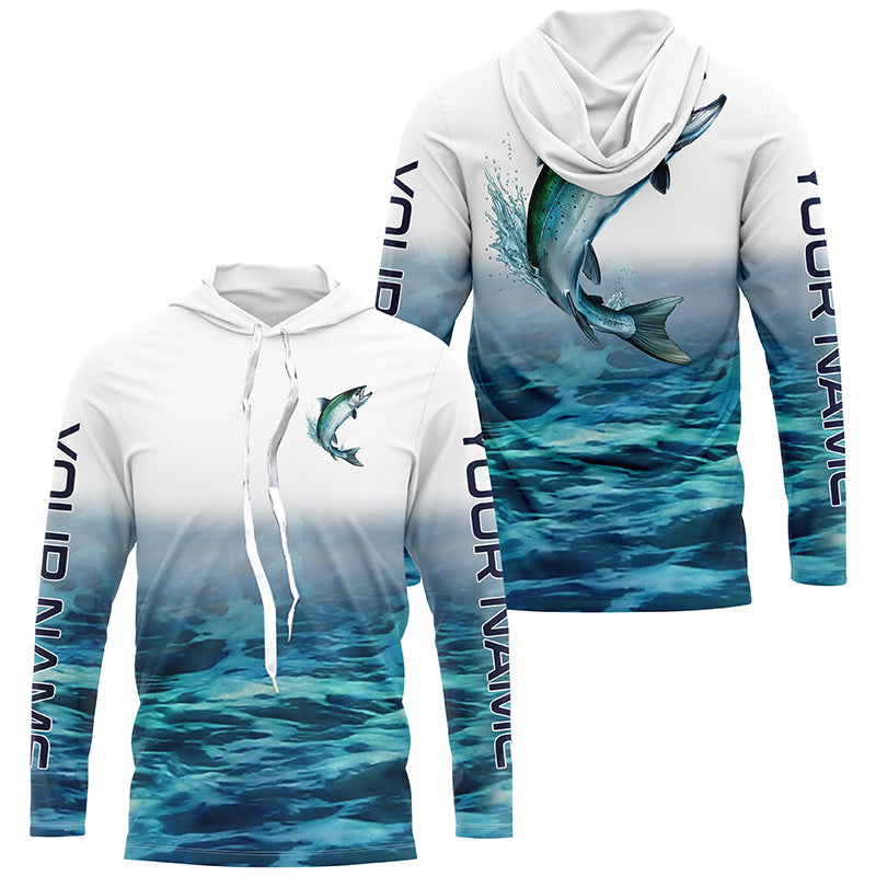 Personalized Chinook King Salmon Saltwater Long Sleeve Fishing, Salmon Fishing