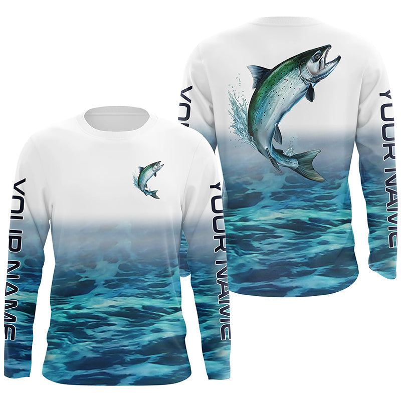 Personalized Chinook King Salmon Saltwater Long Sleeve Fishing, Salmon Fishing