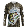 Custom Largemouth Bass Long Sleeve Hooded Tournament Fishing, Camo Fish Hook Bass