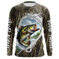 Custom Largemouth Bass Long Sleeve Hooded Tournament Fishing, Camo Fish Hook Bass