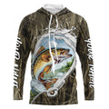 Custom Walleye Long Sleeve Hooded Tournament Fishing, Camo Fish Hook Walleye Fishing