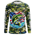 US Flag Largemouth Bass Fishing Camo Custom Patriotic Long Sleeve Hooded Tournament Fishing