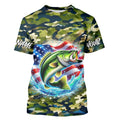 US Flag Largemouth Bass Fishing Camo Custom Patriotic Long Sleeve Hooded Tournament Fishing