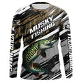 Musky Fishing Grass Camo Custom Long Sleeve, Muskie Uv Protection Tournament Fishing