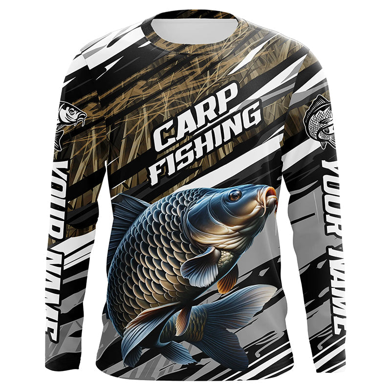 Carp Fishing Grass Camo Custom Long Sleeve, Carp Uv Fishing