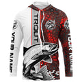 Trout Fishing Red Camo Long Sleeve Fishing With Custom Name, Trout 3D Fishing