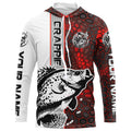Crappie Fishing Red Camo Long Sleeve Fishing With Custom Name, Crappie 3D Fishing