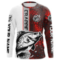 Crappie Fishing Red Camo Long Sleeve Fishing With Custom Name, Crappie 3D Fishing