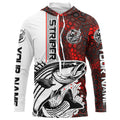 Striped Bass Fishing Red Camo Long Sleeve Fishing With Custom Name, Striper Fishing