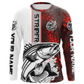 Striped Bass Fishing Red Camo Long Sleeve Fishing With Custom Name, Striper Fishing