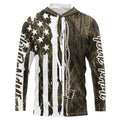 Custom US Fishing Rod Grass Camo Patriotic Long Sleeve Hooded Fishing