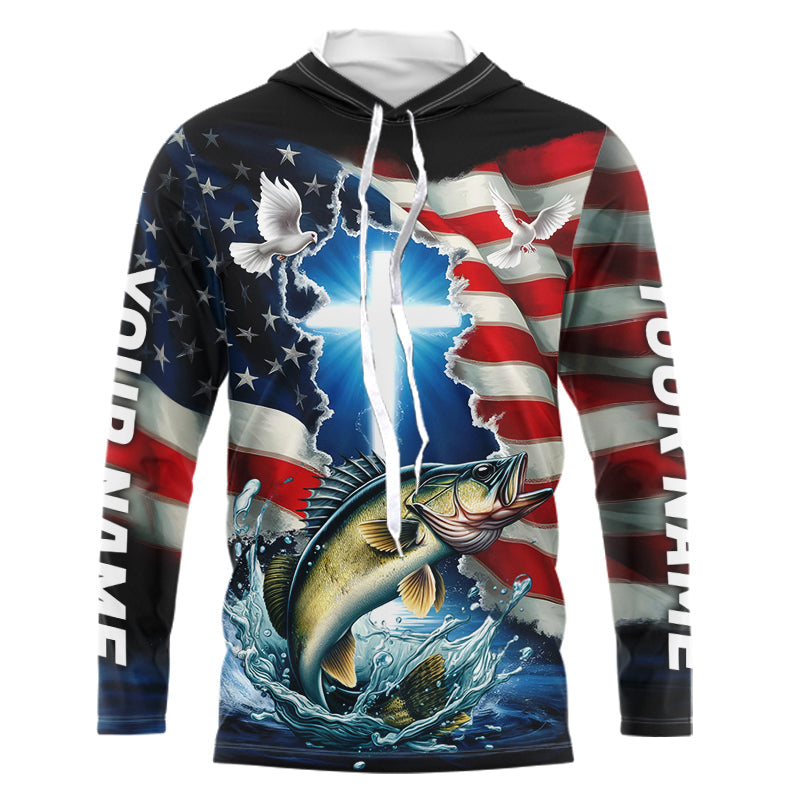 Custom Faith Walleye Patriotic Fishing T-Shirts, US Fishing