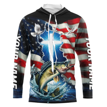 Custom Faith Walleye Patriotic Fishing T-Shirts, US Fishing