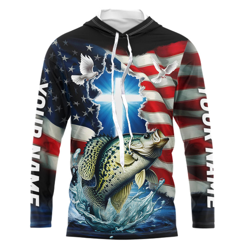 Custom Faith Crappie Patriotic Fishing T-Shirts, US Fishing