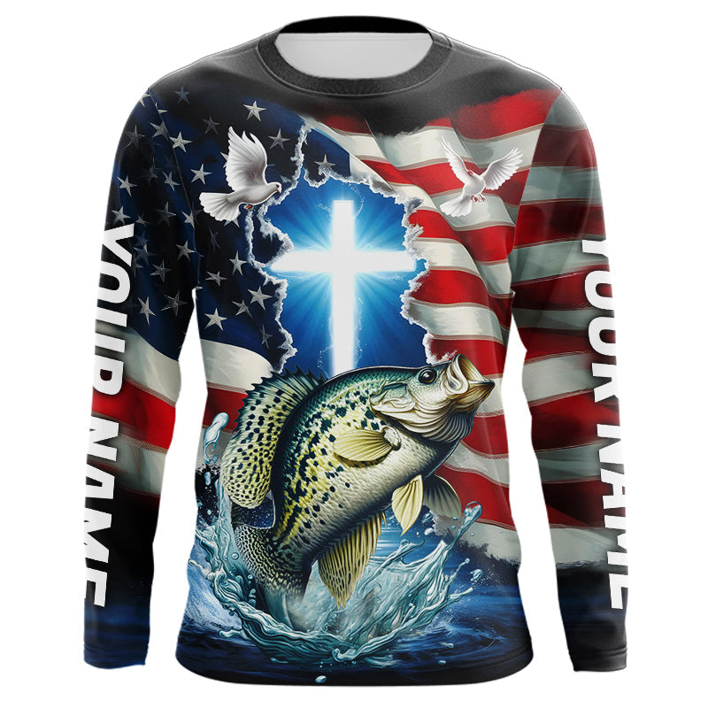 Custom Faith Crappie Patriotic Fishing T-Shirts, US Fishing