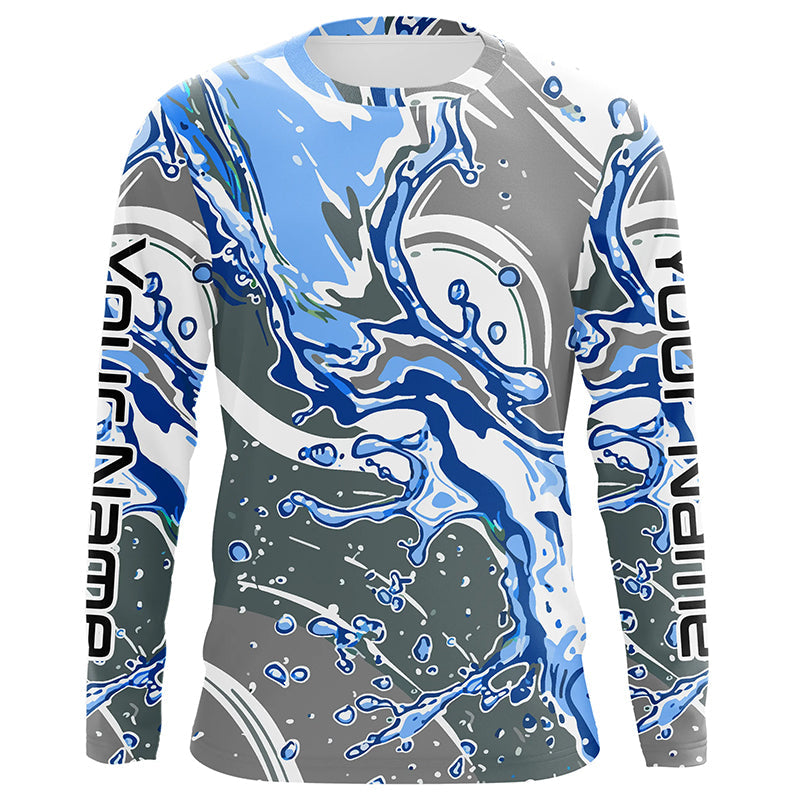 Water Splashing Camo Uv Protection Long Sleeve Fishing, Custom Performance Fishing