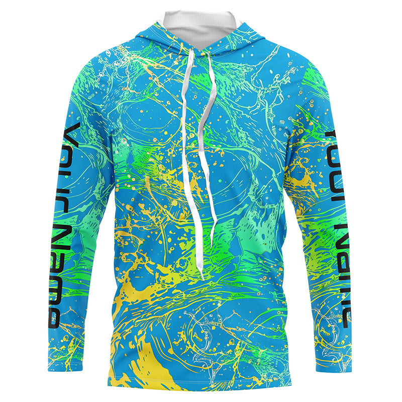 Water Splashing Camo Uv Protection Long Sleeve Fishing, Custom Performance Fishing