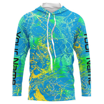 Water Splashing Camo Uv Protection Long Sleeve Fishing, Custom Performance Fishing