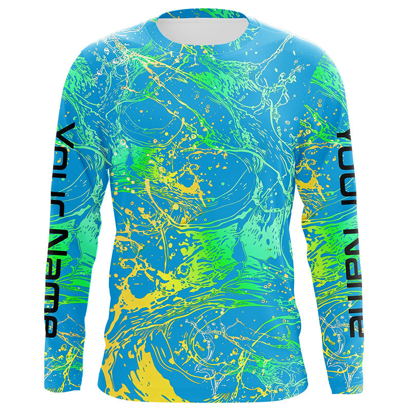 Water Splashing Camo Uv Protection Long Sleeve Fishing, Custom Performance Fishing