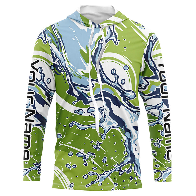 Water Splashing Camo Uv Protection Long Sleeve Fishing, Custom Performance Fishing
