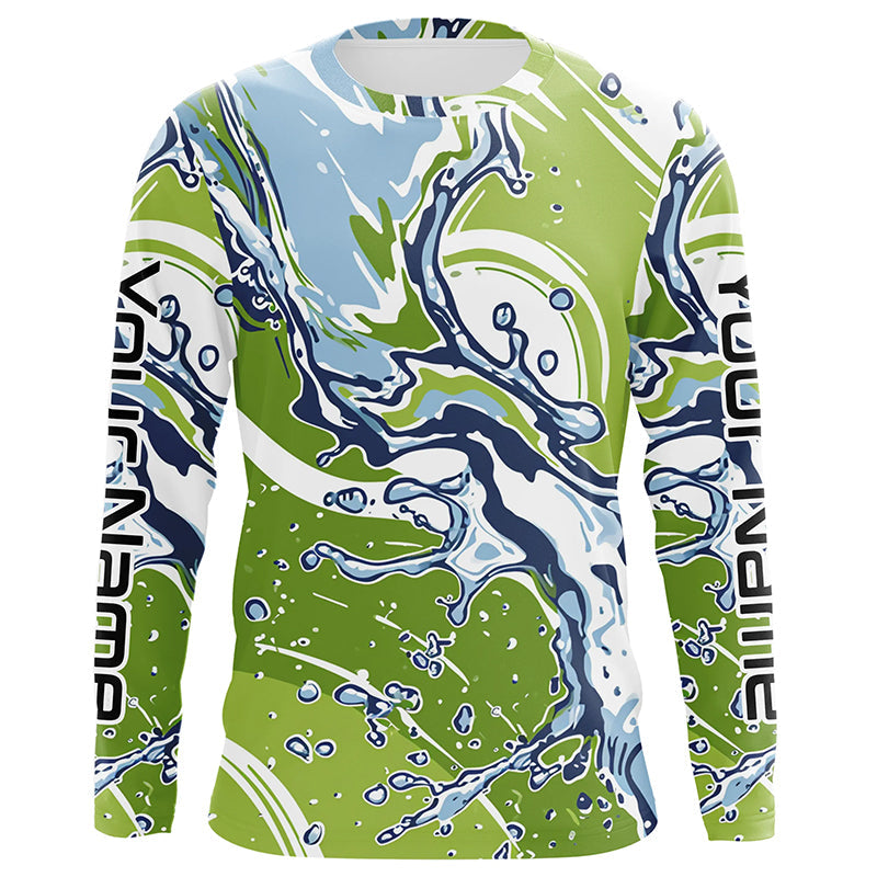Water Splashing Camo Uv Protection Long Sleeve Fishing, Custom Performance Fishing