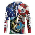Personalized American Flag Bass Long Sleeve Fishing, Patriotic Bass Fisherman